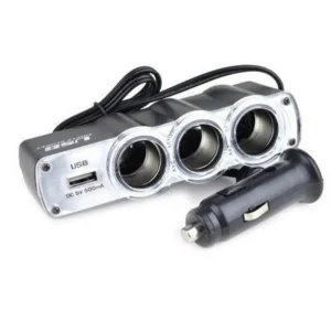 موزع طاقة للسيارة 3 مداخل ولاعة مع منفذ USB
