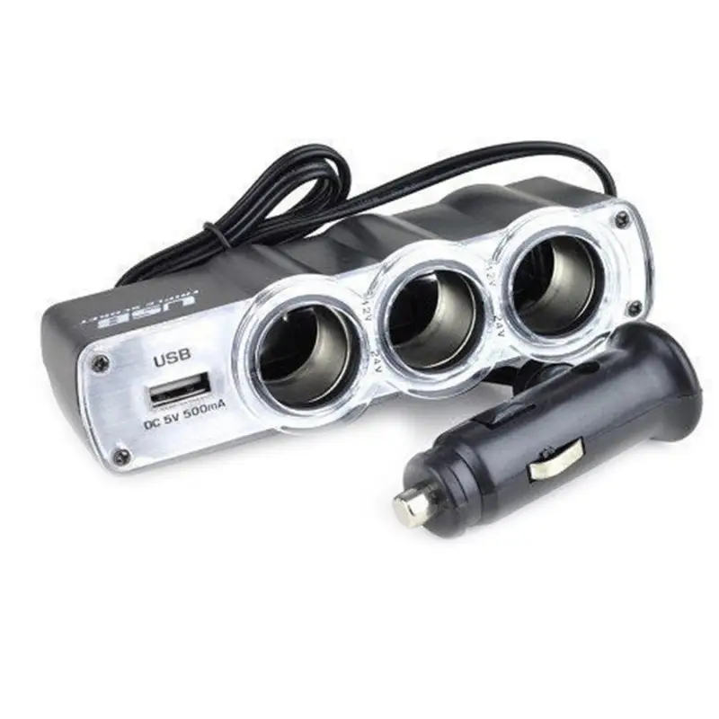 موزع طاقة للسيارة 3 مداخل ولاعة مع منفذ USB